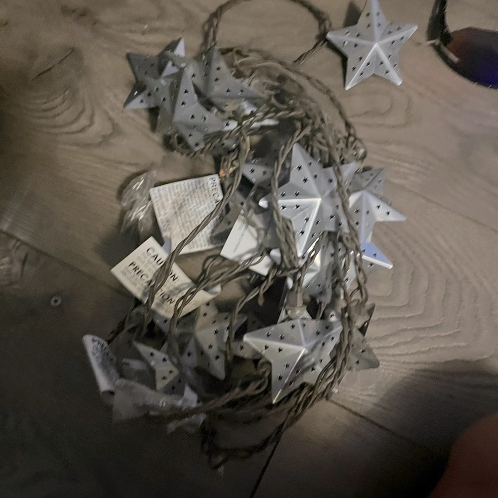 Vintage metal star string of lights (2 strings in set)
